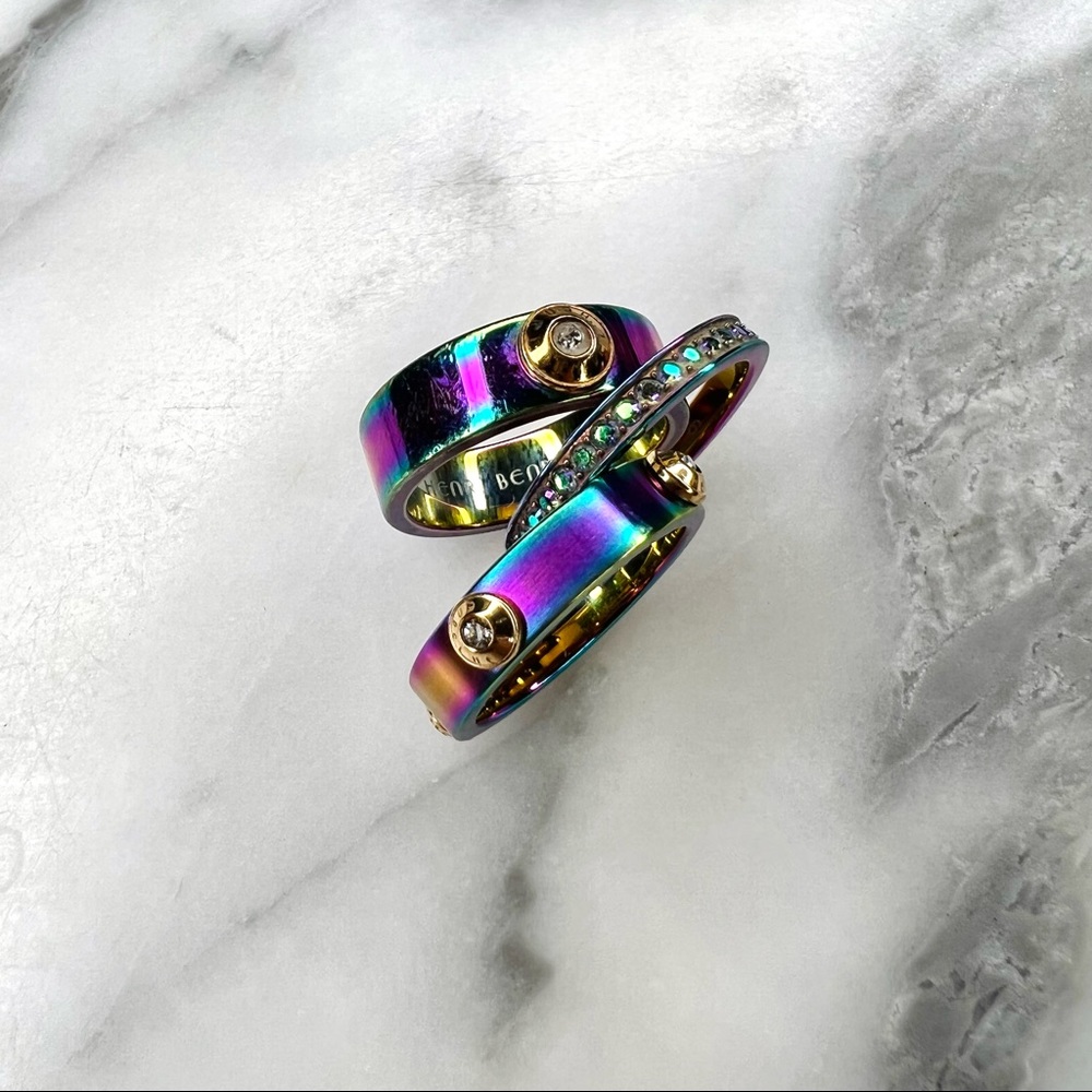 *Rare* Henri Bendel Titanium Stackable Ring Set - image 6